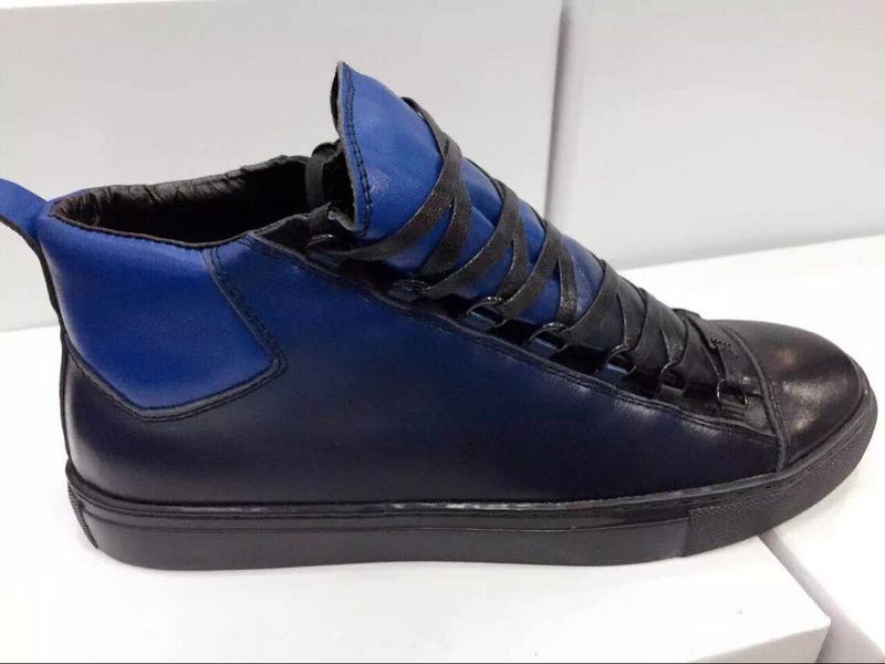Balenciaga Arena High Top Creased Leather Sneakers Blue gradual change