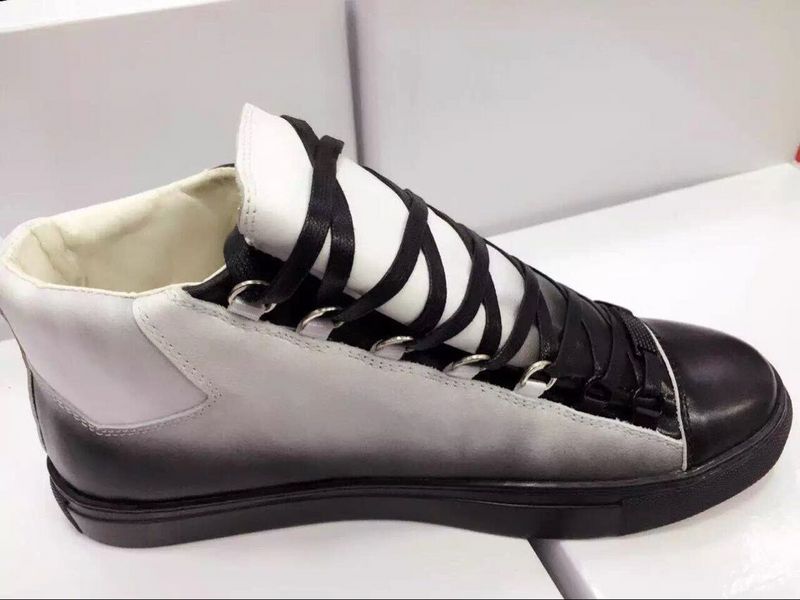 Balenciaga Arena High Top Creased Leather Sneakers White  gradual change