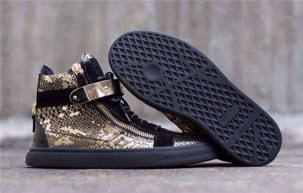 Giuseppe Zanotti Gold Strap Python Print London Zip Sneakers For Men(with receipt)