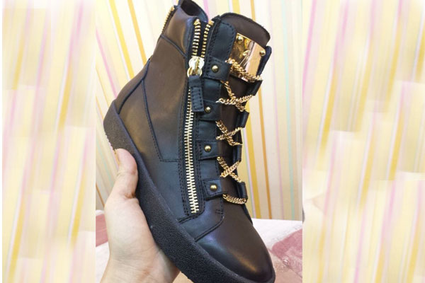 Giuseppe Zanotti Mens Chain Strap High Top Sneaker Black Gold(with receipt)