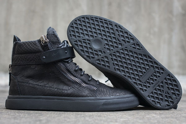 Giuseppe Zanotti Snake effect Mens High Top Sneakers Black with single strap(with receipt)