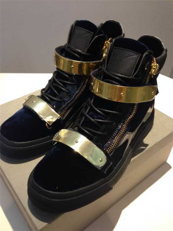High End GIUSEPPE ZANOTTI Design zip detail blue suede high top sneakers(with receipt)