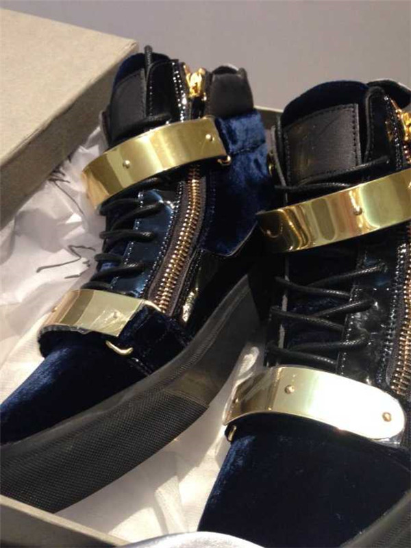 High End GIUSEPPE ZANOTTI Design zip detail blue suede high top sneakers(with receipt)