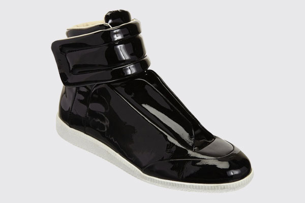 Maison Martin Margiela Black Patent Leather High-Top Sneaker for Men