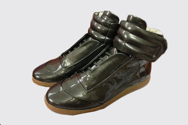Maison Martin Margiela Grey Green Patent Leather High Top Sneakers
