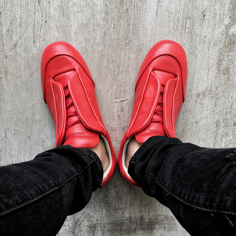 Maison Martin Margiela Red Leather Future Low-Top Sneakers