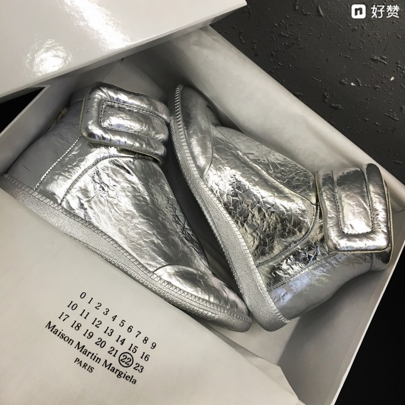 Maison Martin Margiela Silver Leather Future High-Top Sneakers