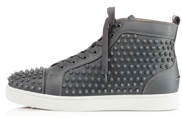 Super Max Perfect Christian Louboutin Louis Spikes Men′s Flat Grey(with receipt)