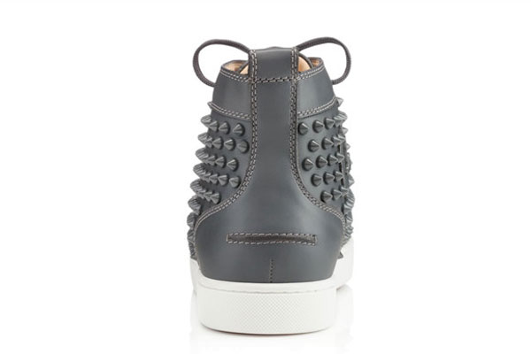Super Max Perfect Christian Louboutin Louis Spikes Men′s Flat Grey(with receipt)