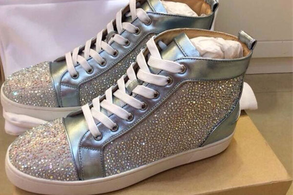 Super Max Perfect Christian Louboutin Louis Strass Men′s Flat Silver(with receipt)