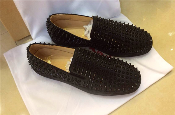 Super Max Perfect Christian Louboutin Roller-Boat Men′s Flat Black(with receipt)