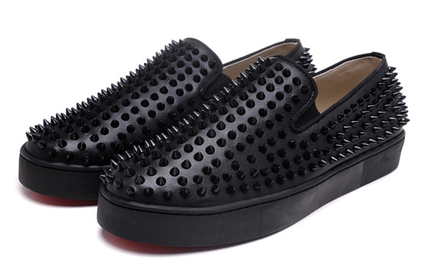 Super Max Perfect Christian Louboutin Roller-Boat Men′s Flat Black(with receipt)