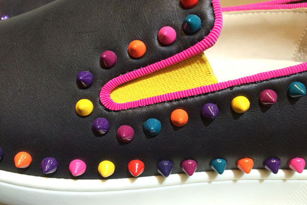 Super Max Perfect Christian louboutin Roller-Boat Flat leather sneakers with colorful spikes(with re