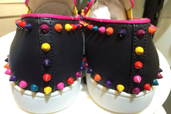 Super Max Perfect Christian louboutin Roller-Boat Flat leather sneakers with colorful spikes(with re