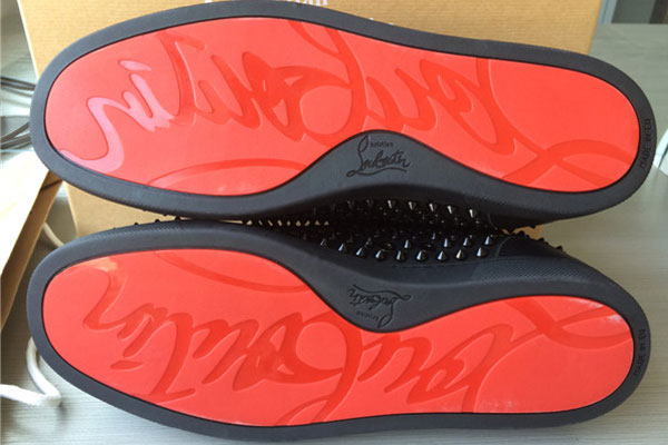 Super Max Perfect Glossy Red Sole Christian Louboutin Louis Spike Flat High Top Sneaker(with receipt