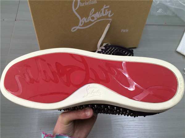 Super Max perfect Christian Louboutin Glossy Red Sole purple leather spike men′s sneaker(with receip