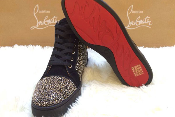 Super Max perfect Christian Louboutin Louis Men′s Flat Colorful Strass black Suede(with receipt)