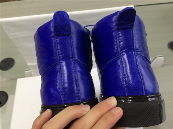 Take 2 Eur Size Down 2015 New Balenciaga Arena Lampskin Leather High Top Sneakers Egyptien Blue Blac