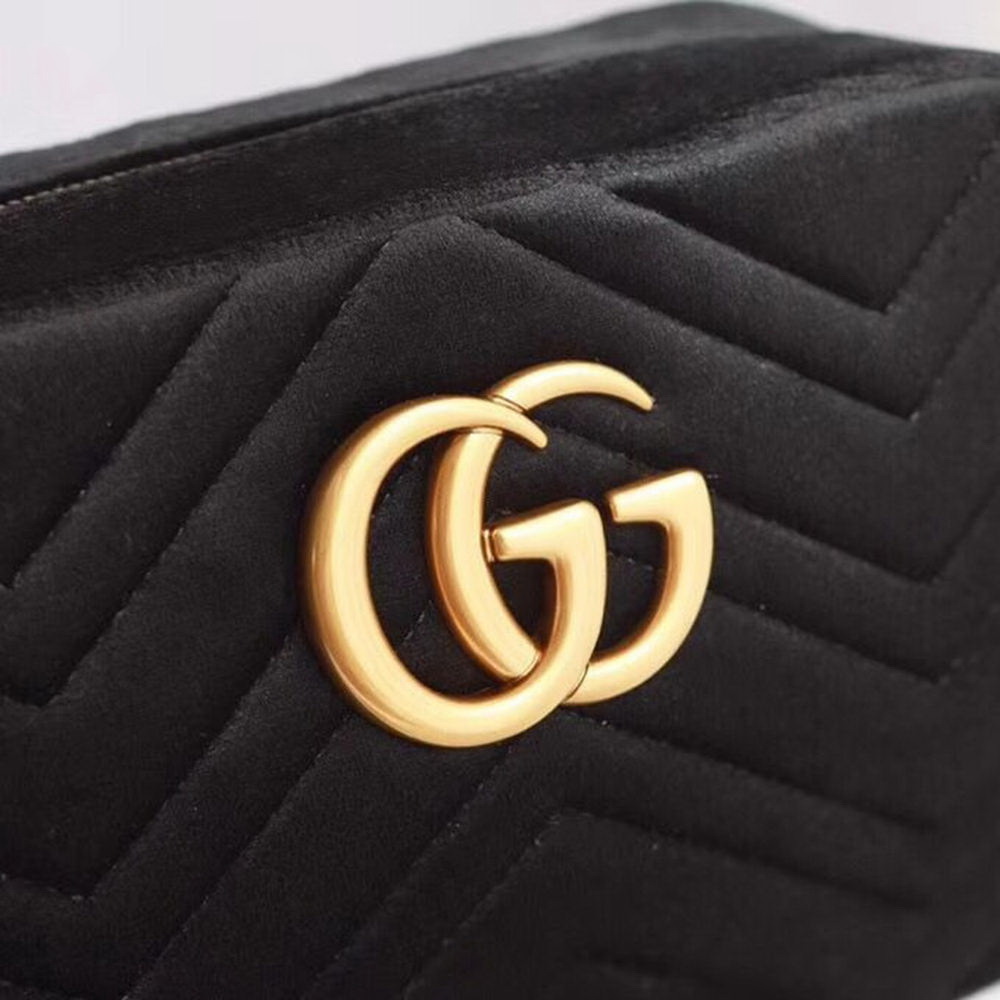G GG Marmont Velvet Small Shoulder Bag(Black)