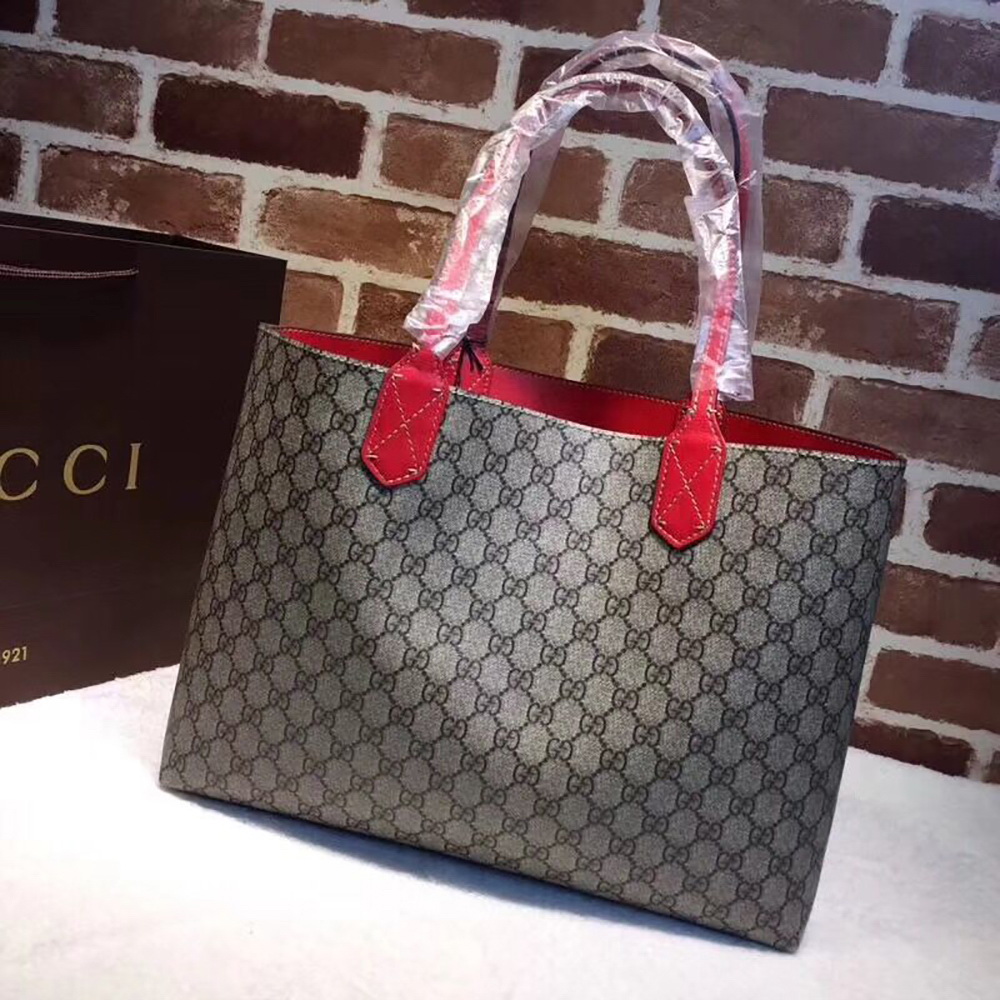 G Reversible GG Medium Tote(Red Leather)
