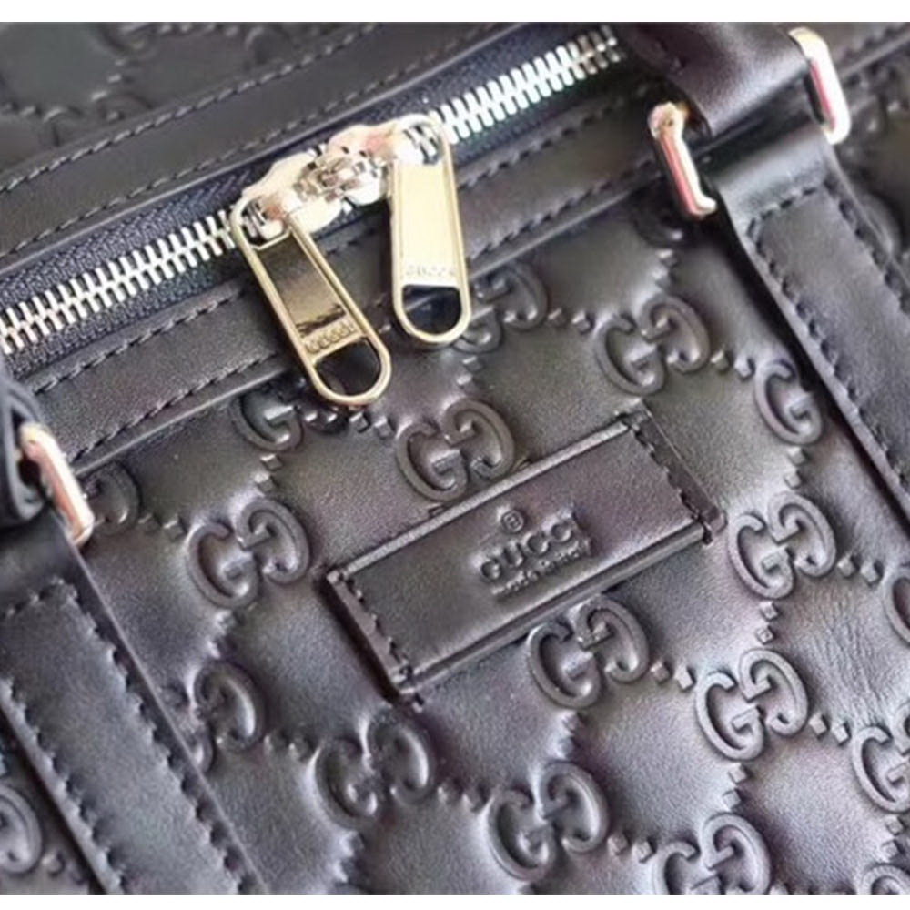 G Signature Leather Duffle Travel Bag