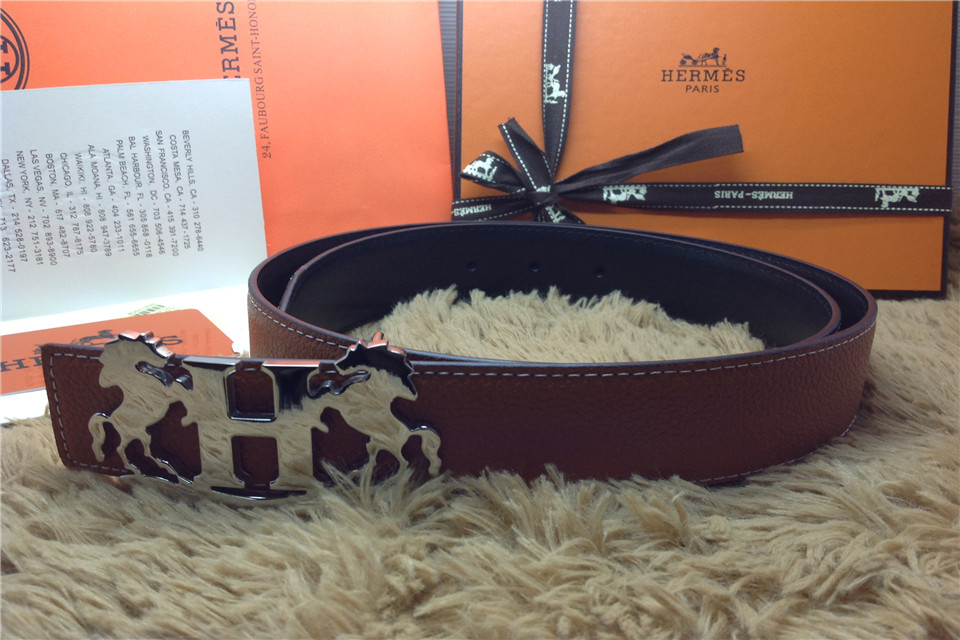 Super Perfect Quality Hermes Belts(100% Genuine Leather,Reversible Steel Buckle)-581