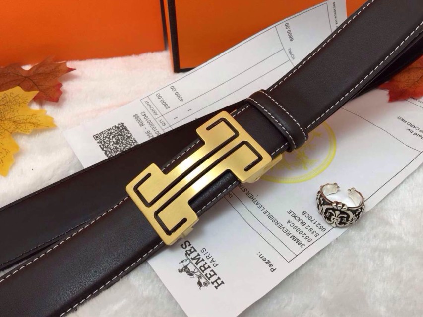 Super Perfect Quality Hermes Belts(100% Genuine Leather,Reversible Steel Buckle)-677