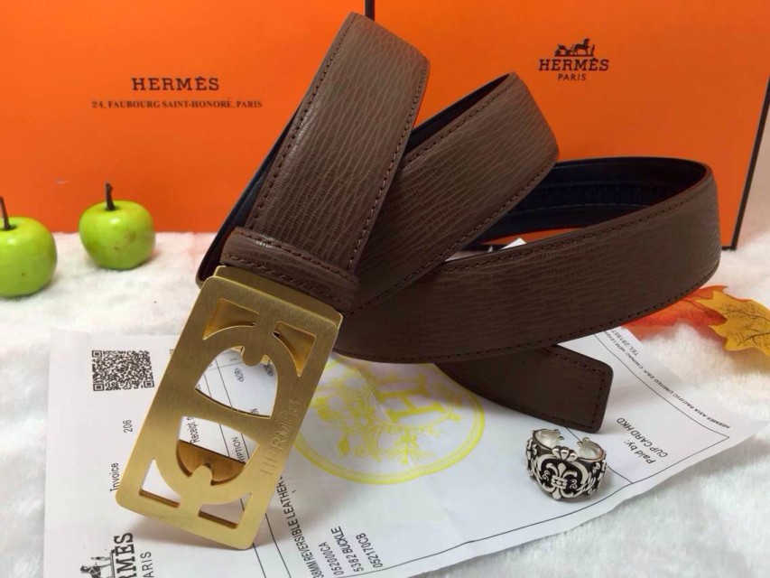 Super Perfect Quality Hermes Belts(100% Genuine Leather,Reversible Steel Buckle)-688
