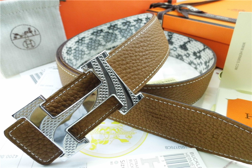 Super Perfect Quality Hermes Belts(100% Genuine Leather,Reversible Steel Buckle)-788