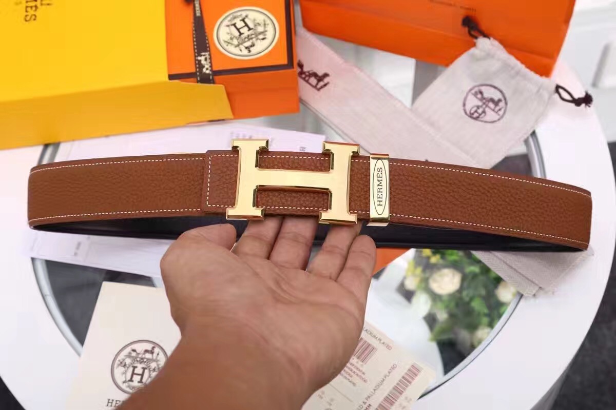 Super Perfect Quality Hermes Belts(100% Genuine Leather,Reversible Steel Buckle)-932