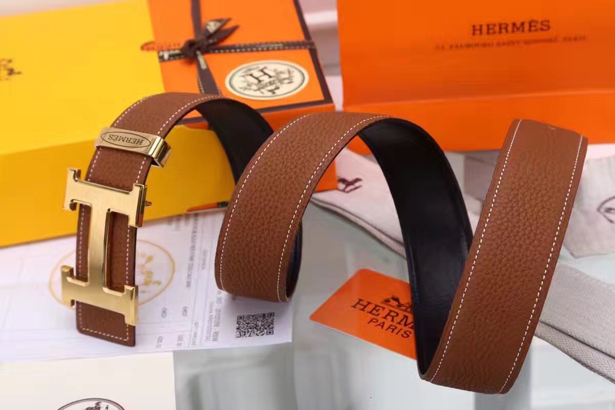 Super Perfect Quality Hermes Belts(100% Genuine Leather,Reversible Steel Buckle)-933