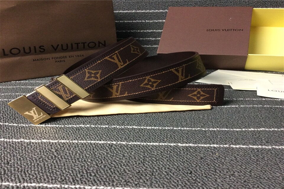 Super Perfect Quality LV Belts(100% Genuine Leather,Steel Buckle)-1203