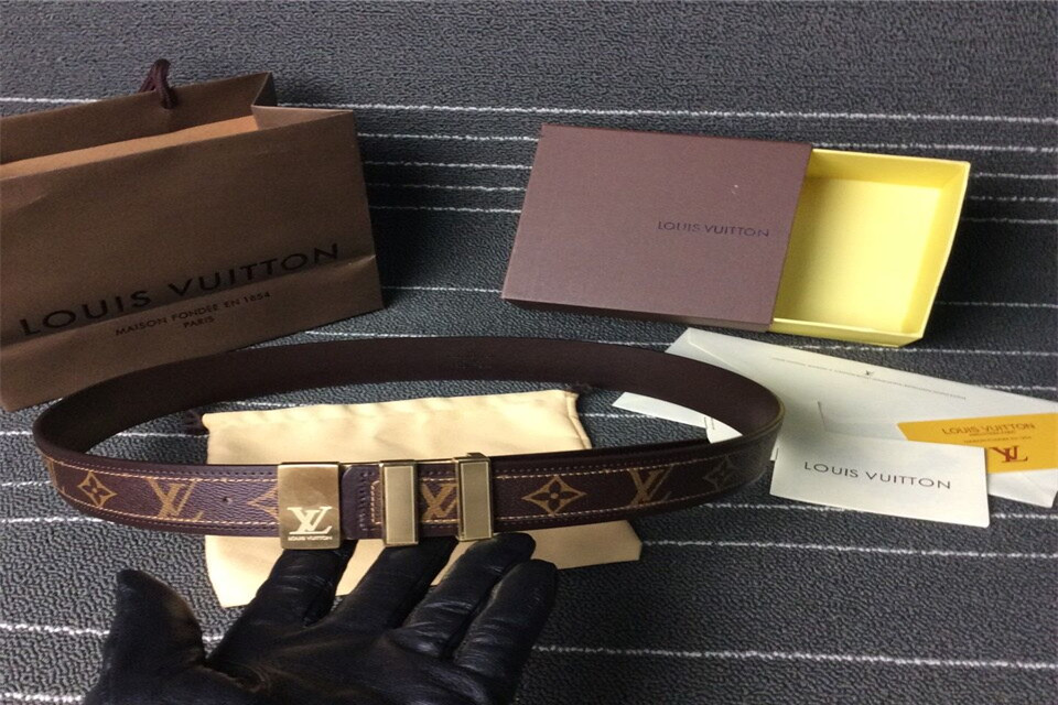 Super Perfect Quality LV Belts(100% Genuine Leather,Steel Buckle)-1204