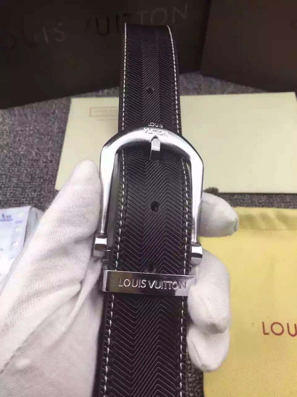 Super Perfect Quality LV Belts(100% Genuine Leather,Steel Buckle)-1206