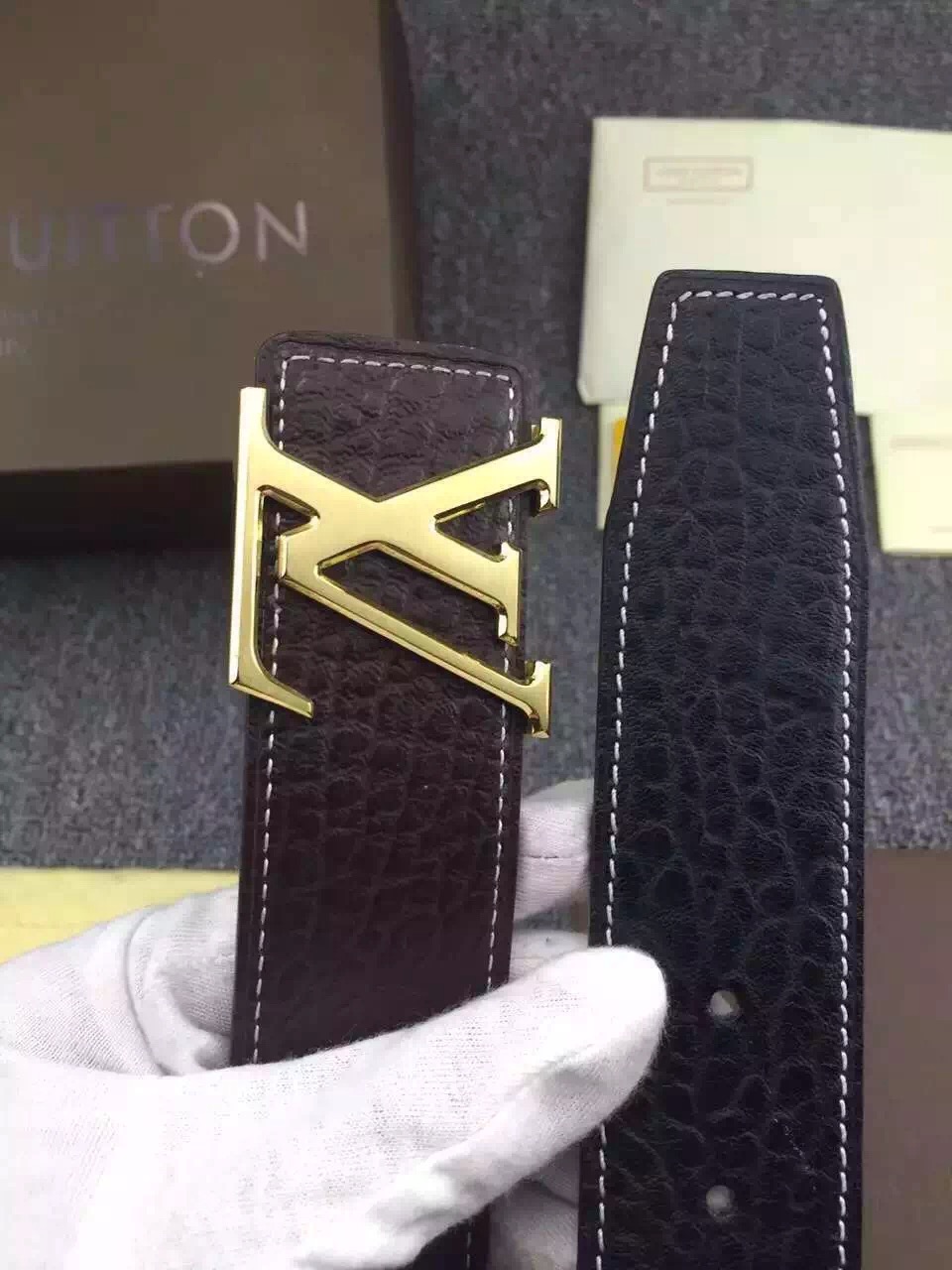 Super Perfect Quality LV Belts(100% Genuine Leather,Steel Buckle)-1212