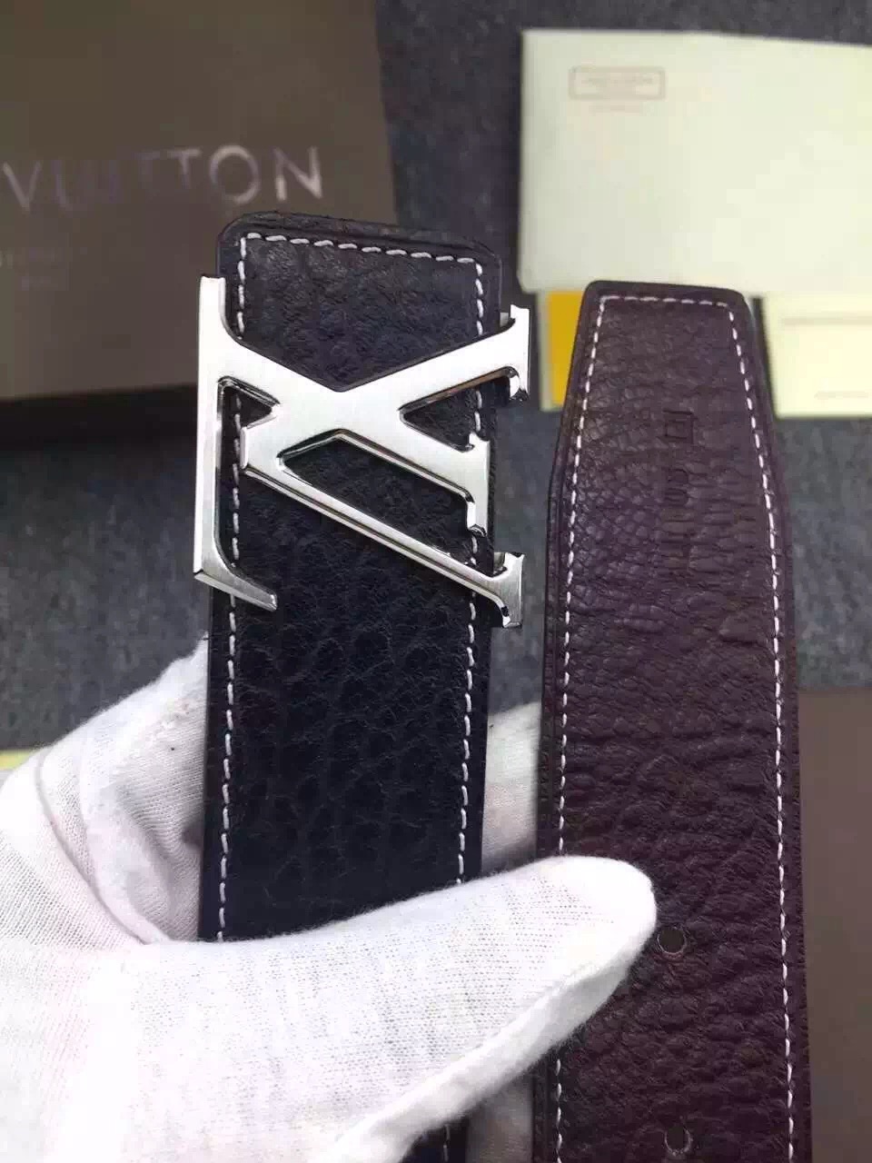 Super Perfect Quality LV Belts(100% Genuine Leather,Steel Buckle)-1215