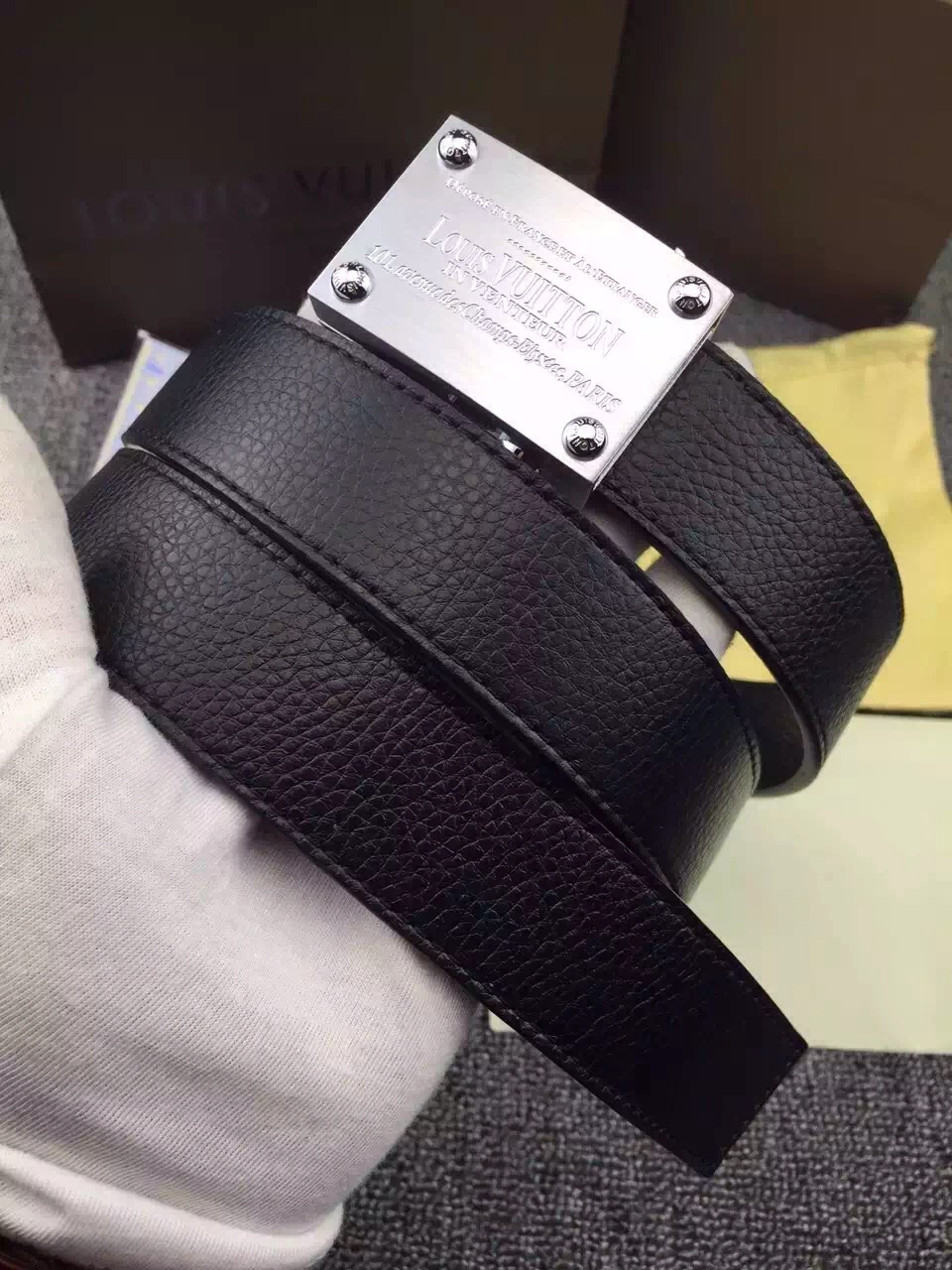 Super Perfect Quality LV Belts(100% Genuine Leather,Steel Buckle)-1217
