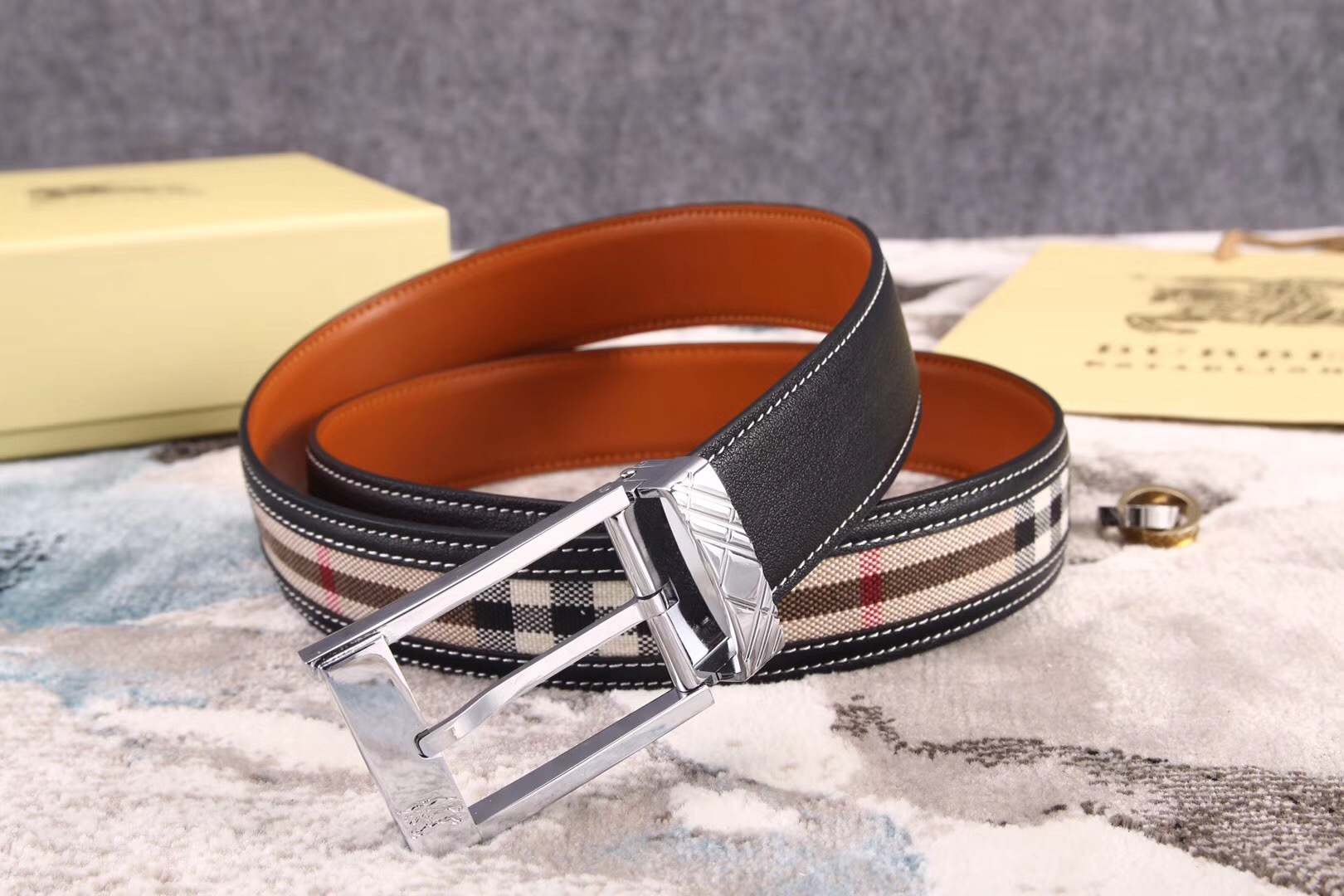 Super Perfect Quality Burberry Belts(100% Genuine Leather,steel buckle)-438