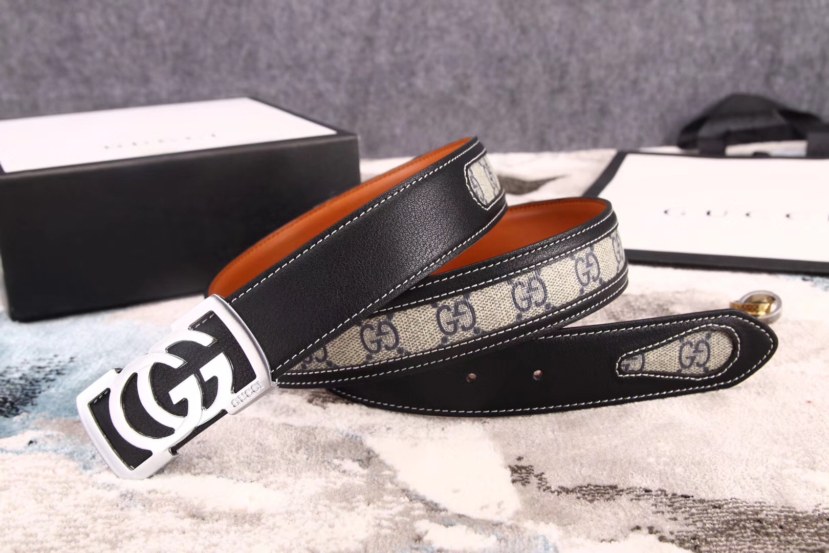 Super Perfect Quality G Belts(100% Genuine Leather,steel Buckle)-092