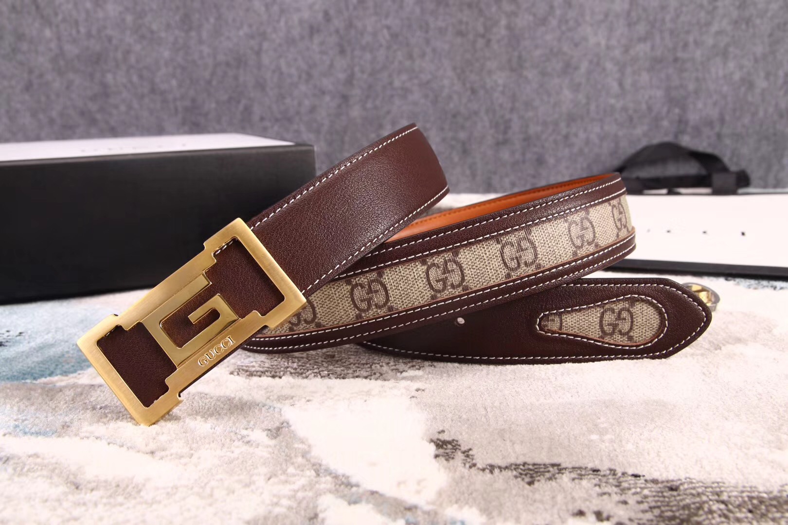 Super Perfect Quality G Belts(100% Genuine Leather,steel Buckle)-175