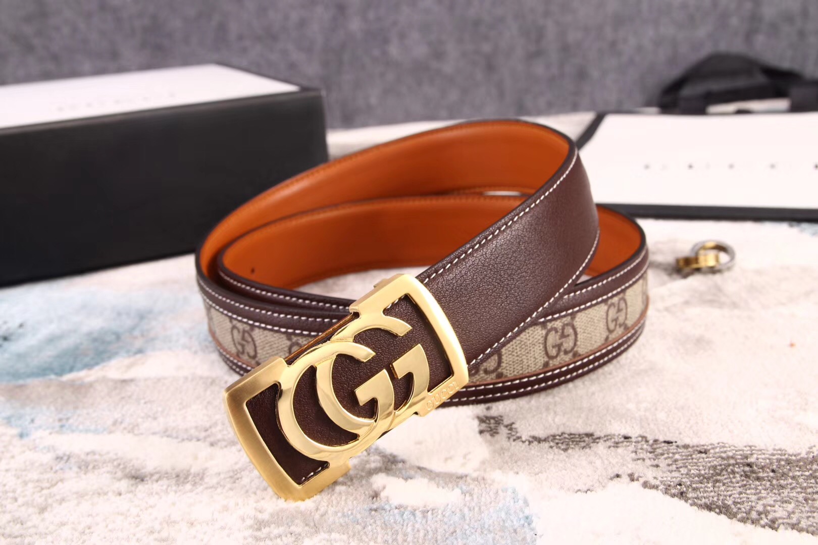 Super Perfect Quality G Belts(100% Genuine Leather,steel Buckle)-362