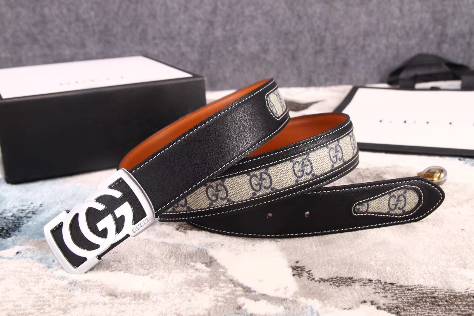 Super Perfect Quality G Belts(100% Genuine Leather,steel Buckle)-364