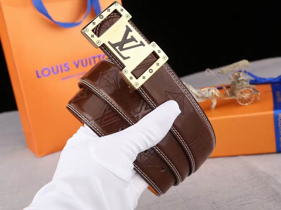 Super Perfect Quality LV Belts(100% Genuine Leather,Steel Buckle)-1351