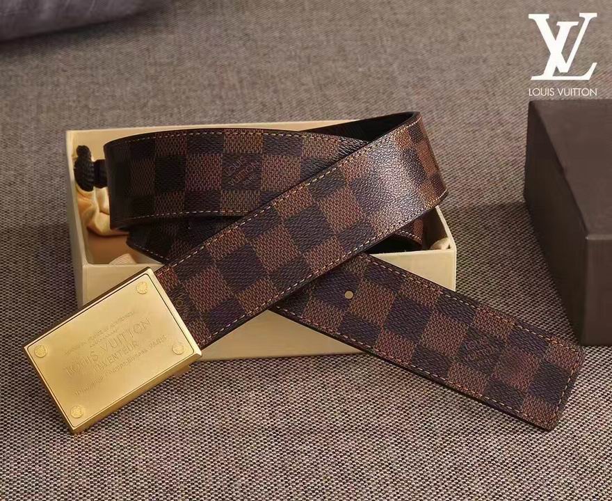 Super Perfect Quality LV Belts(100% Genuine Leather,Steel Buckle)-1433