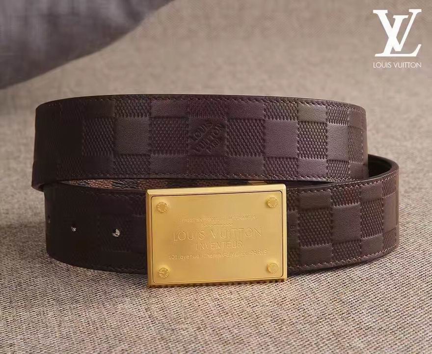 Super Perfect Quality LV Belts(100% Genuine Leather,Steel Buckle)-1437