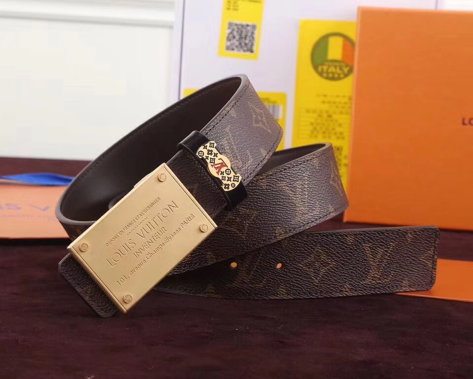 Super Perfect Quality LV Belts(100% Genuine Leather,Steel Buckle)-1719