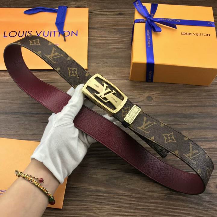 Super Perfect Quality LV Belts(100% Genuine Leather,Steel Buckle)-1786