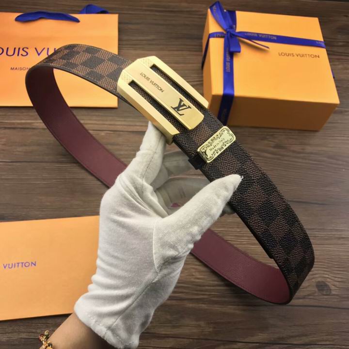Super Perfect Quality LV Belts(100% Genuine Leather,Steel Buckle)-1797