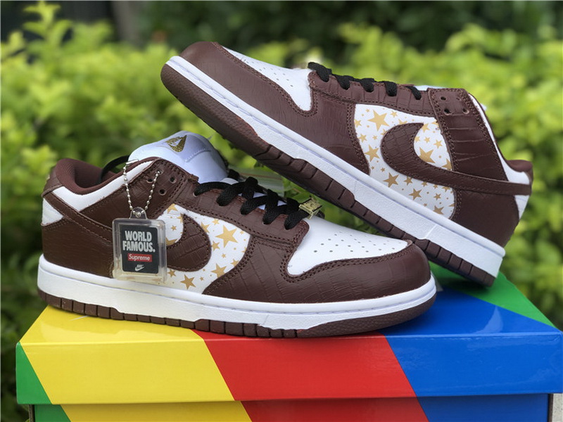 Authentic Supreme x Nike SB Dunk Low Brown