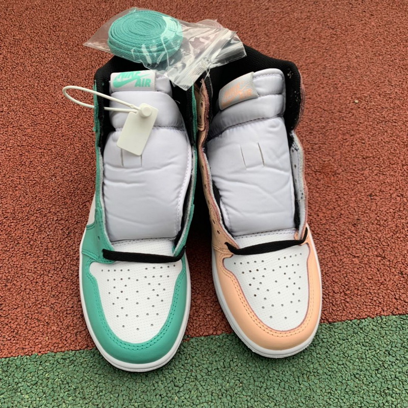 Authentic Air Jordan 1 Retro High OG Alternating Teal And Pink Accents GS